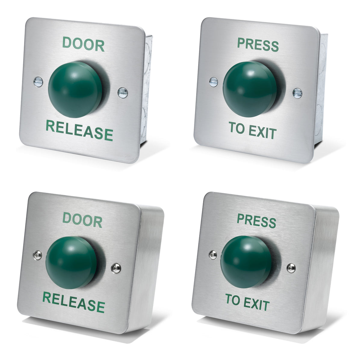 DRB004 stainless steel press to exit button with high-visibility green dome button