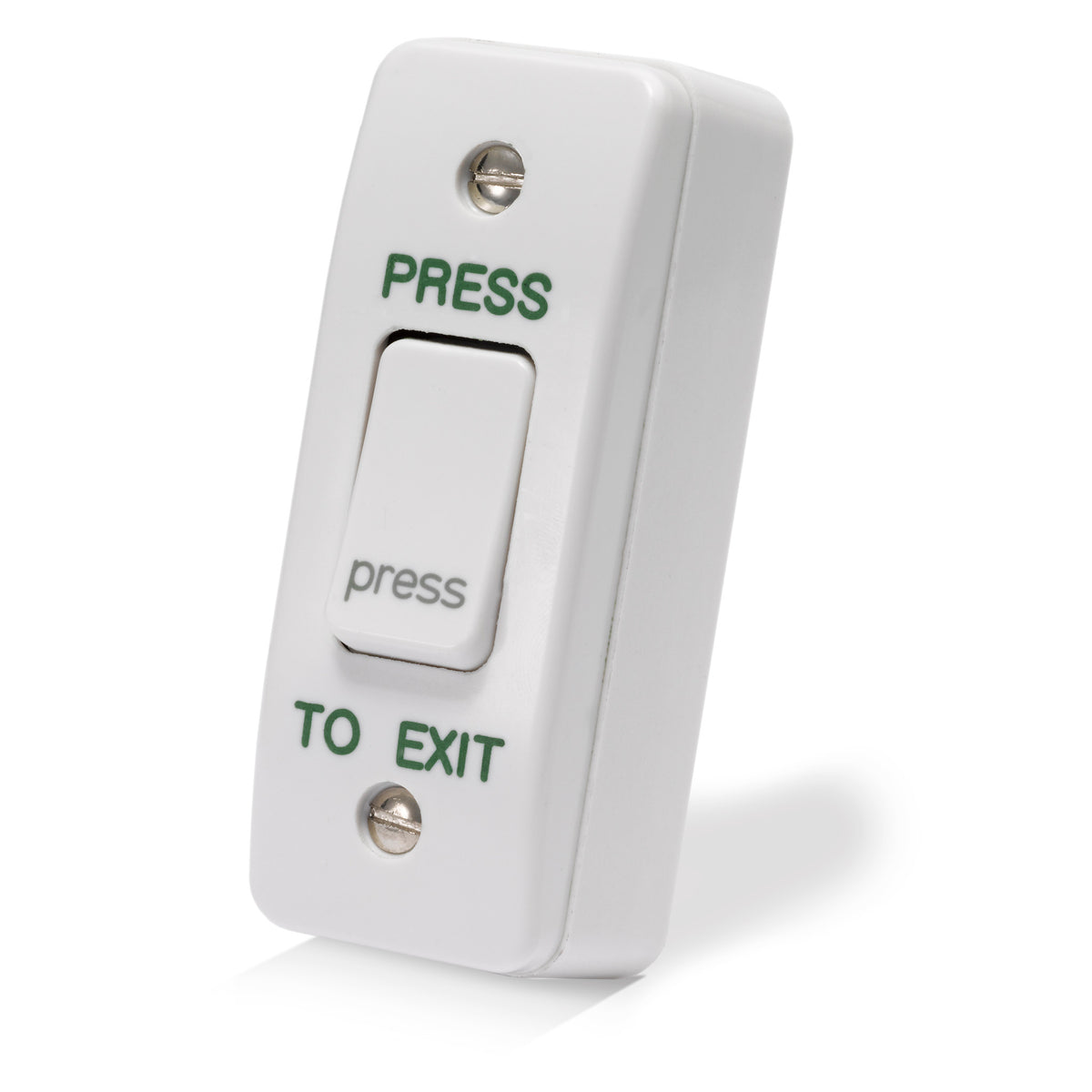 EX3-PTE narrow press to exit button in gloss white plastic for access control systems