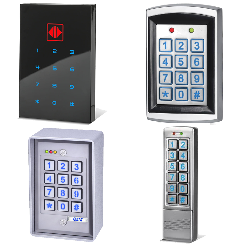 Access control keypads including standalone, Bluetooth, piezoelectric and combined keypad proximity readers