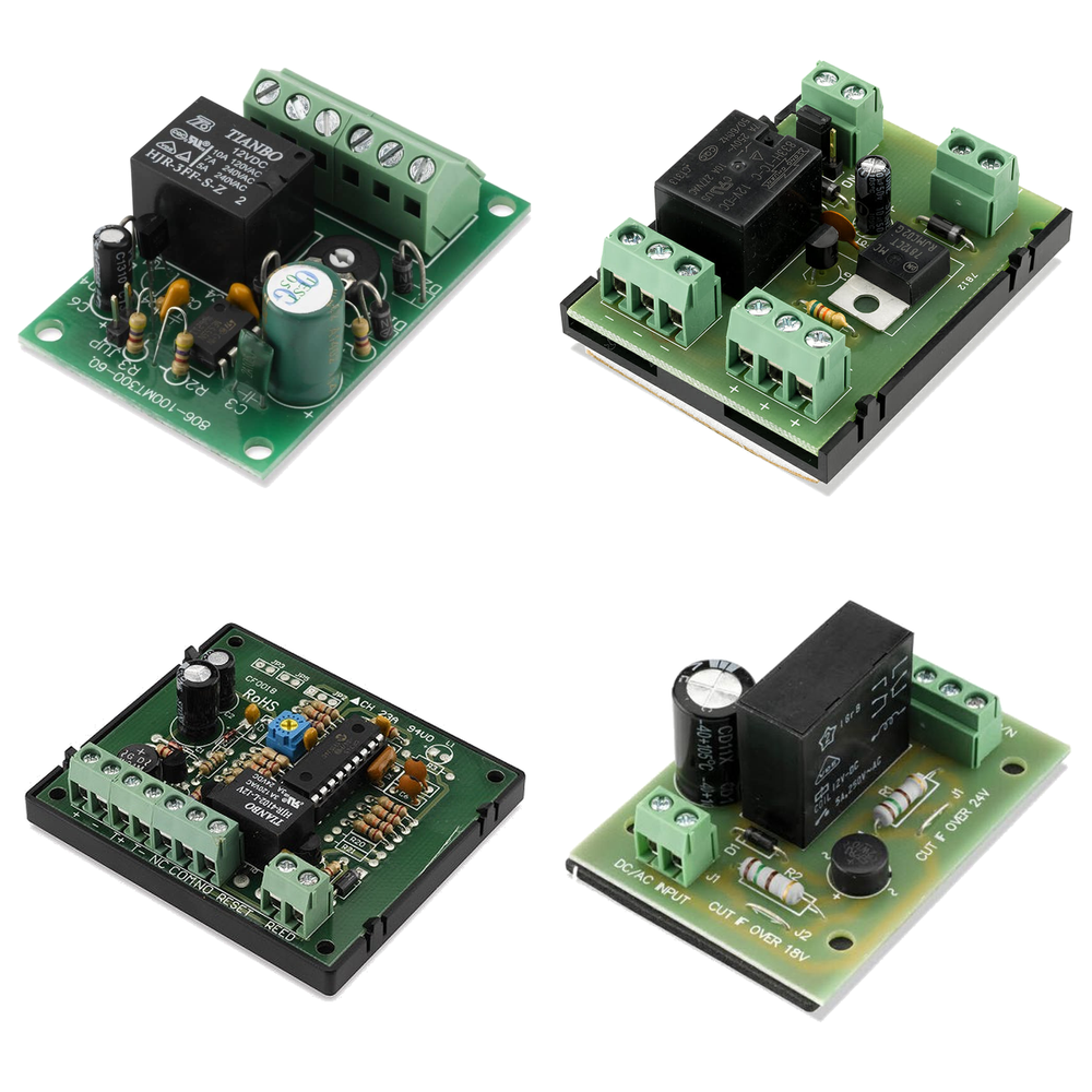 Access control relay modules, timer relays and delay egress modules for electronic security systems
