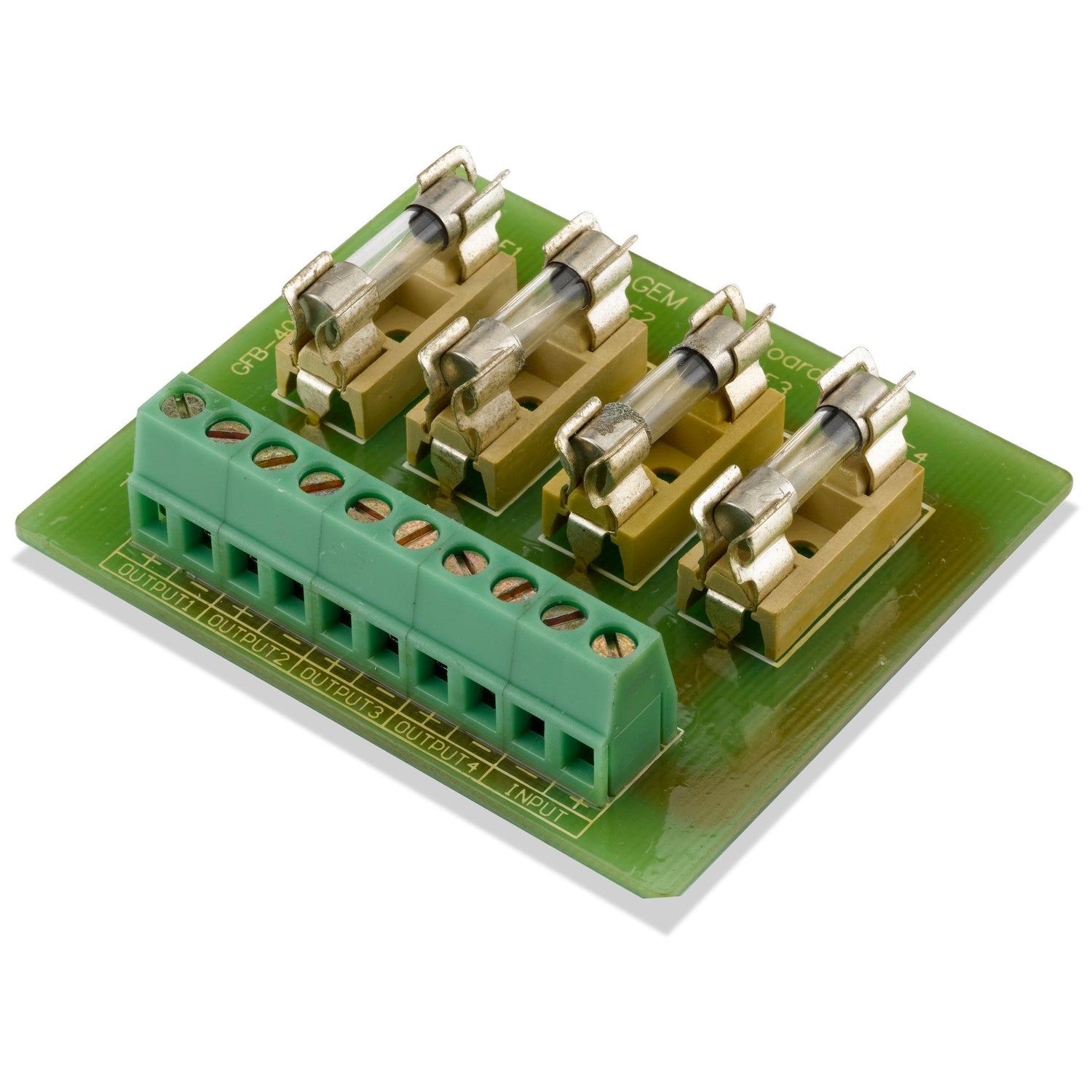 GFB04 4 way fused distribution board with four individually fused 12VDC outputs