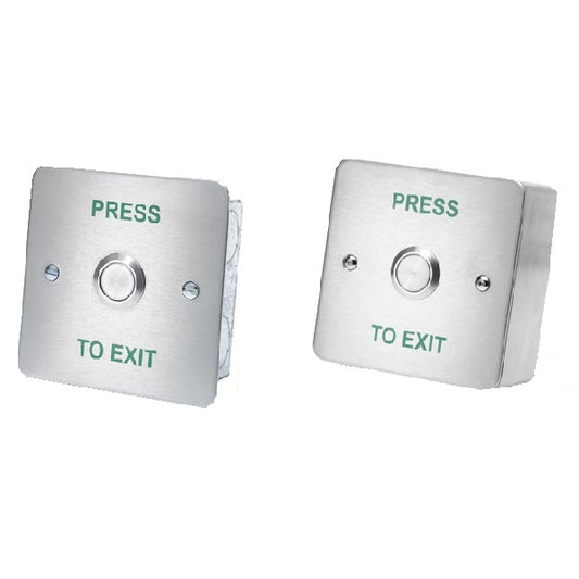 DRB002F-PTE / DRB002F-DR / DRB002S-PTE / DRB002S-DR Stainless steel access control press to exit button