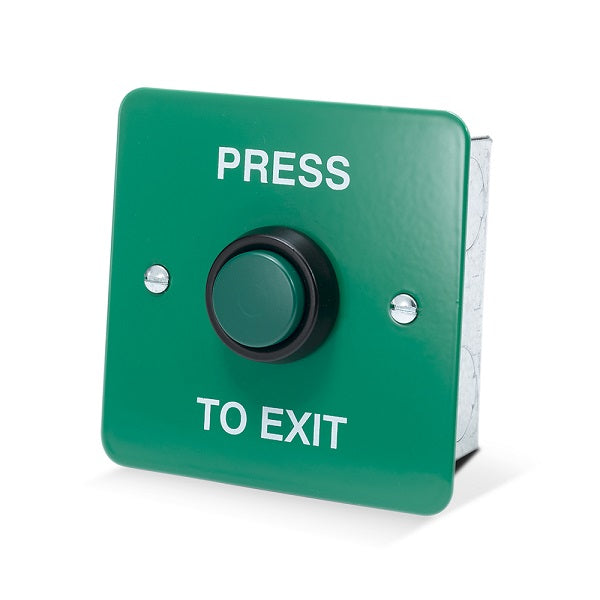 DRB008F-PTE green stainless steel press to exit button access control UK