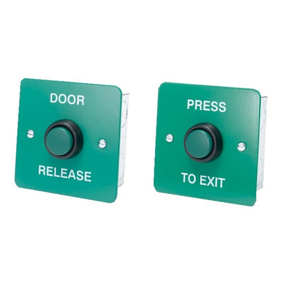 DRB004F-PTE / DRB004F-DR / DRB004S-PTE / DRB004S-DR green stainless steel press to exit button access control UK
