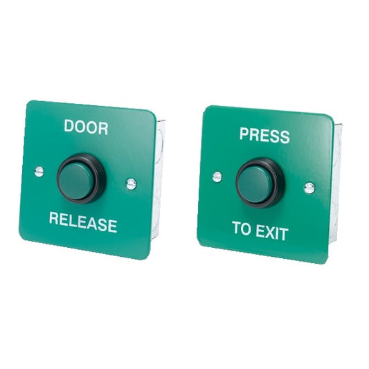DRB004F-PTE / DRB004F-DR / DRB004S-PTE / DRB004S-DR green stainless steel press to exit button access control UK