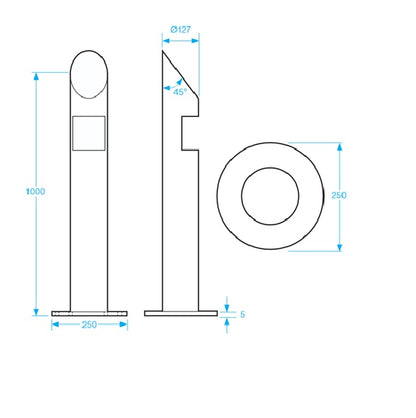 POST-SS-BG-CUT Stainless Steel Post with Call Point Cut-Out
