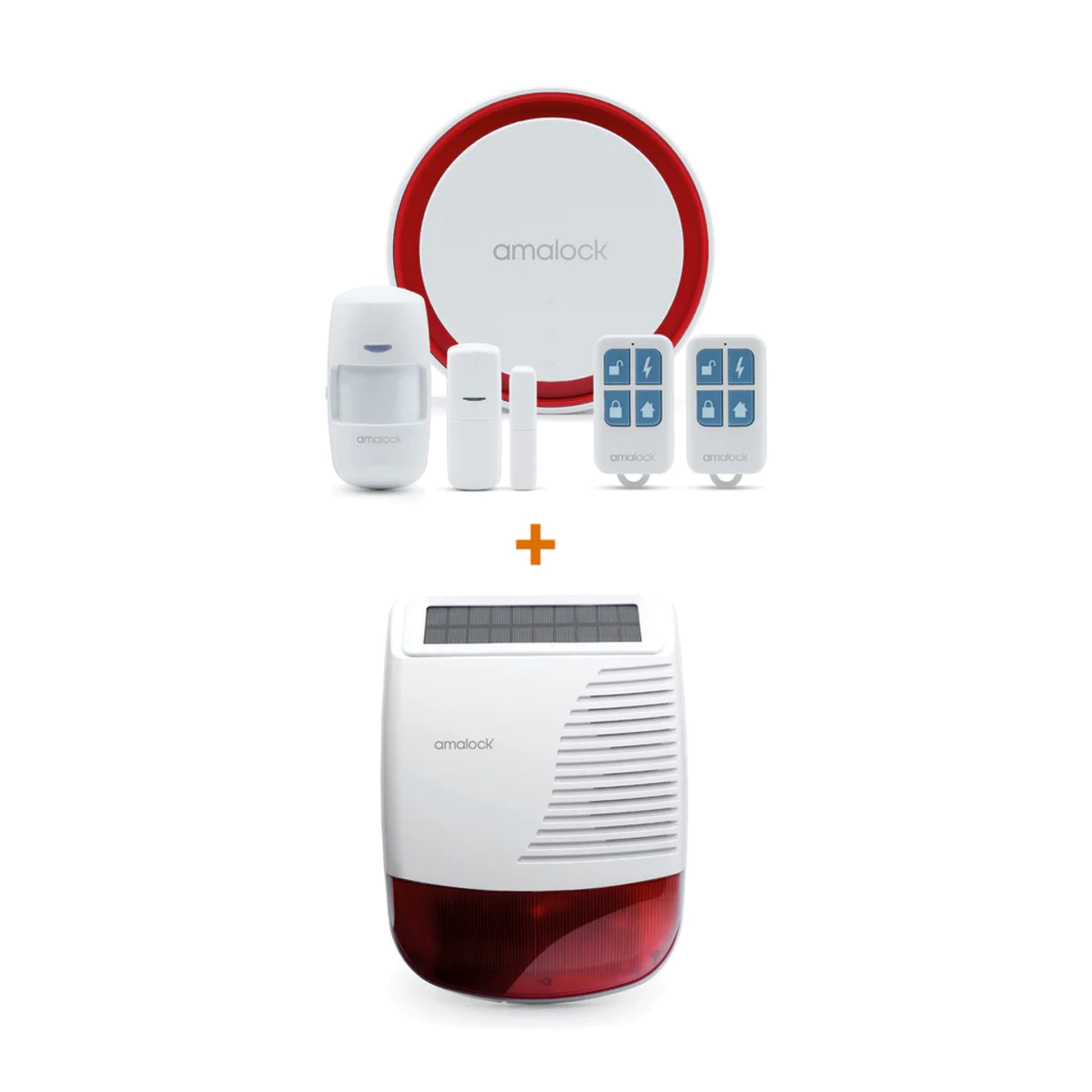 Amalock ALM2000 smart wireless intruder alarm system kit with solar-powered external sounder