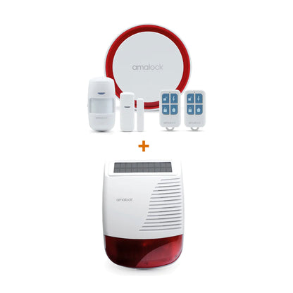 Amalock ALM2000 smart wireless intruder alarm system kit with solar-powered external sounder
