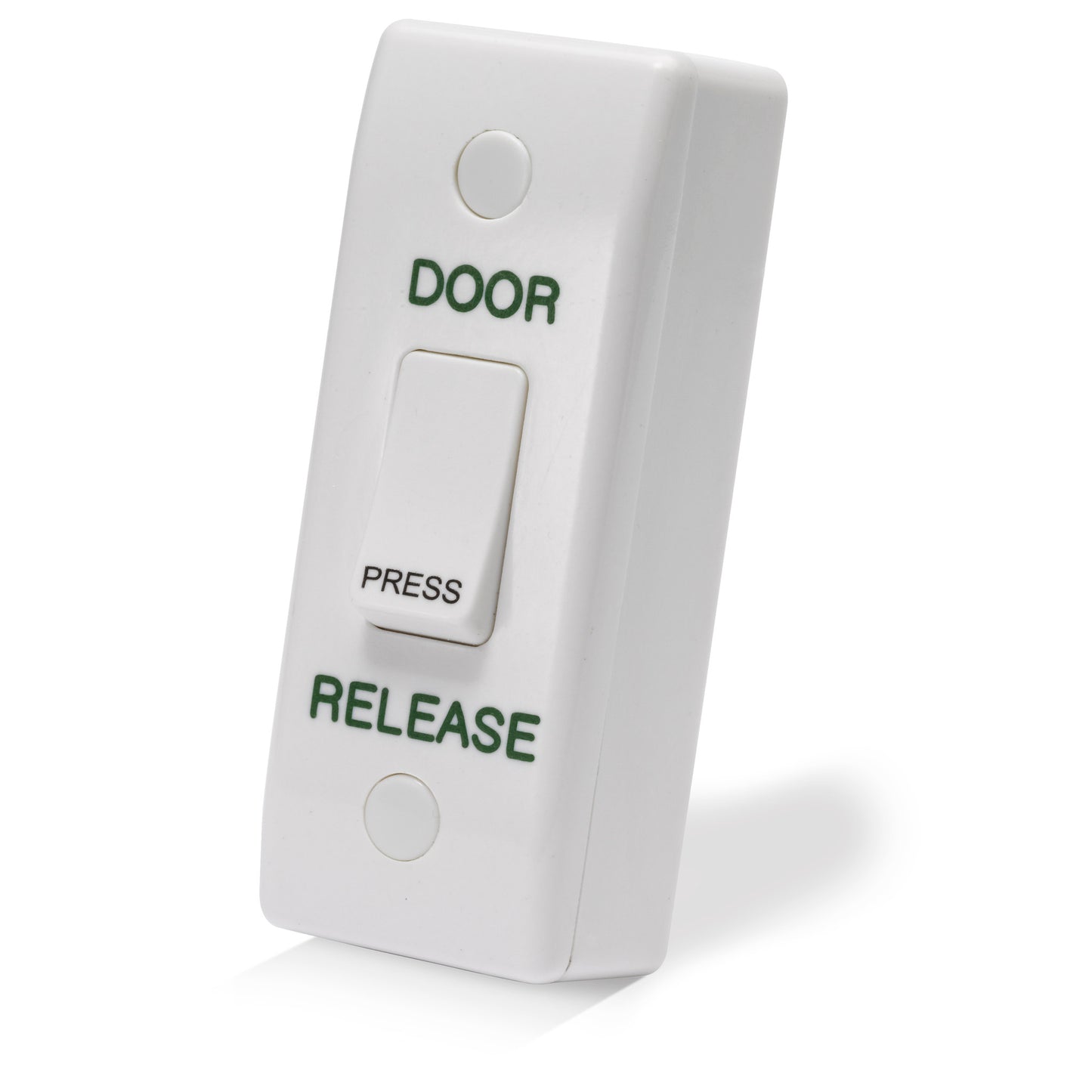 ARCHRXE-DR narrow door release button with gloss white surface mount housing