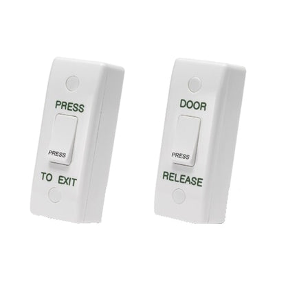 ARCHRXE narrow press to exit door release button with gloss white surface mount design
