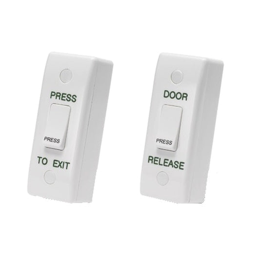ARCHRXE narrow press to exit door release button with gloss white surface mount design