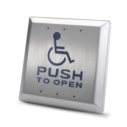 CM45-4 DDA push to open button with wheelchair symbol and Push to Open text