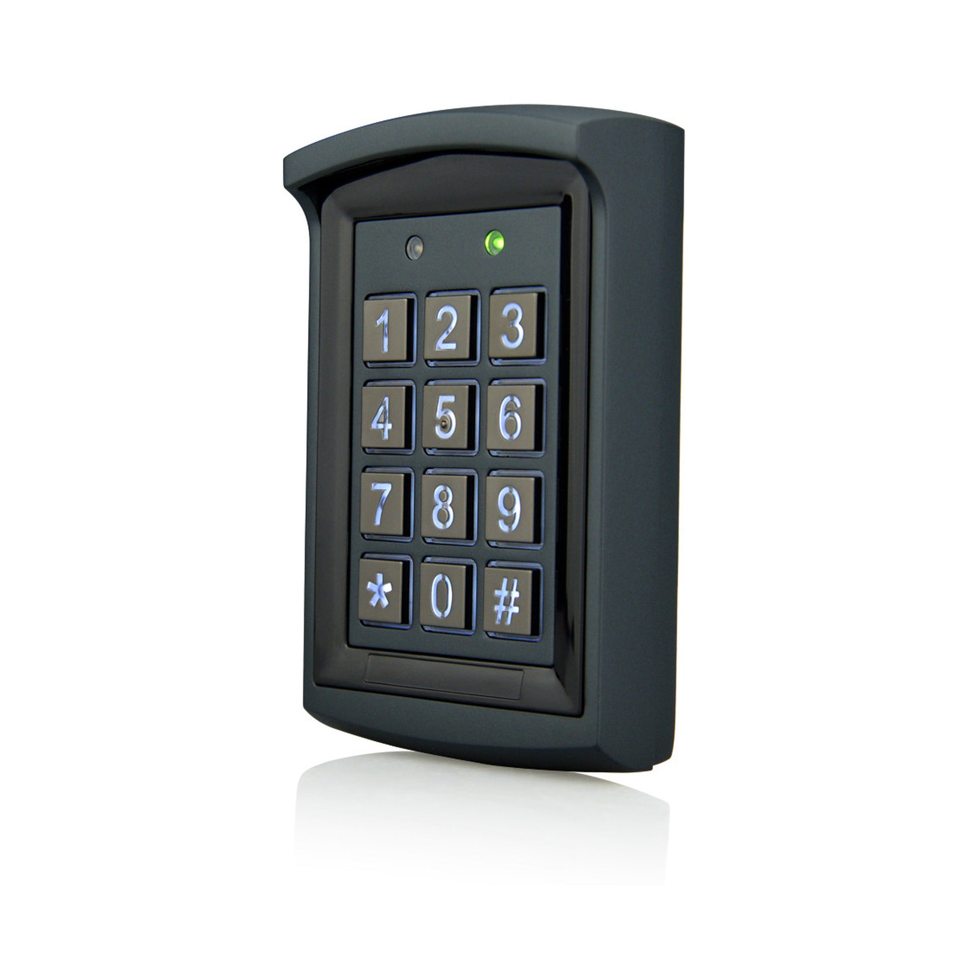 DG800N-WP-BLK black IP67 standalone proximity reader and keypad for external access control.