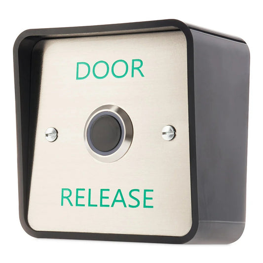 DRB-IR-1224-SBB-BLK surface mount infra-red exit button with black housing