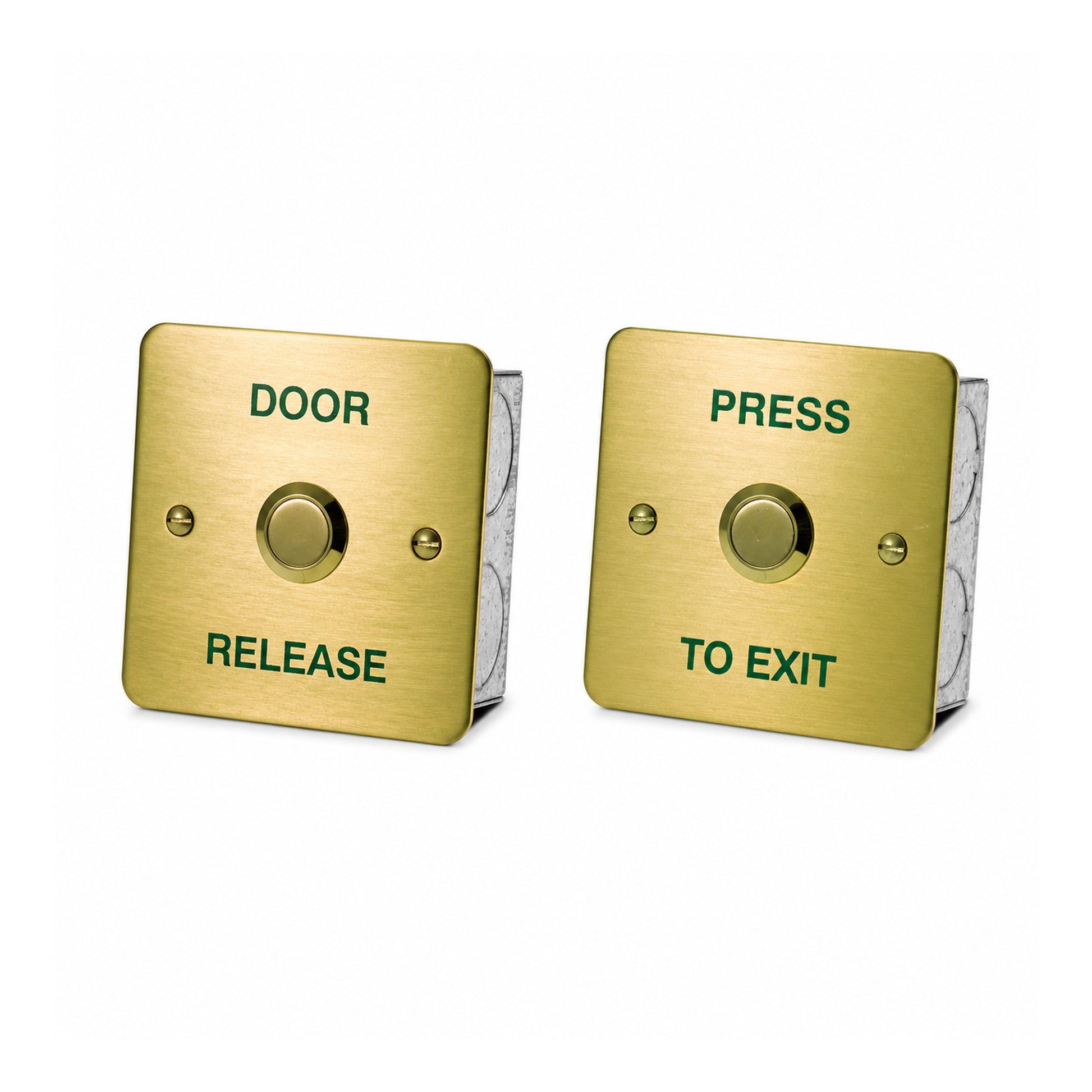DRB002-B brushed brass effect stainless steel press to exit door release button for access control systems