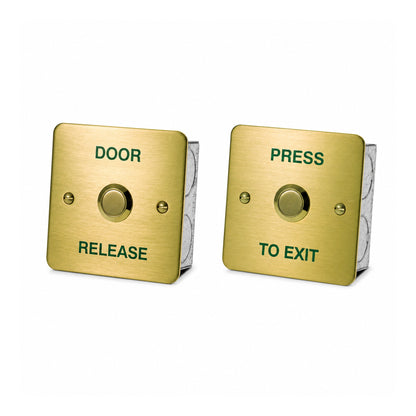 DRB002-B brushed brass effect stainless steel press to exit door release button for access control systems