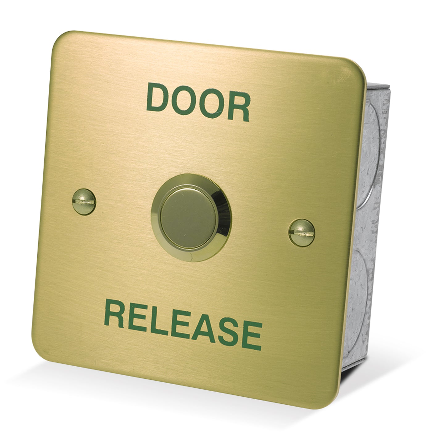 DRB002F-B-DR flush mount brass effect stainless steel door release button for access control systems