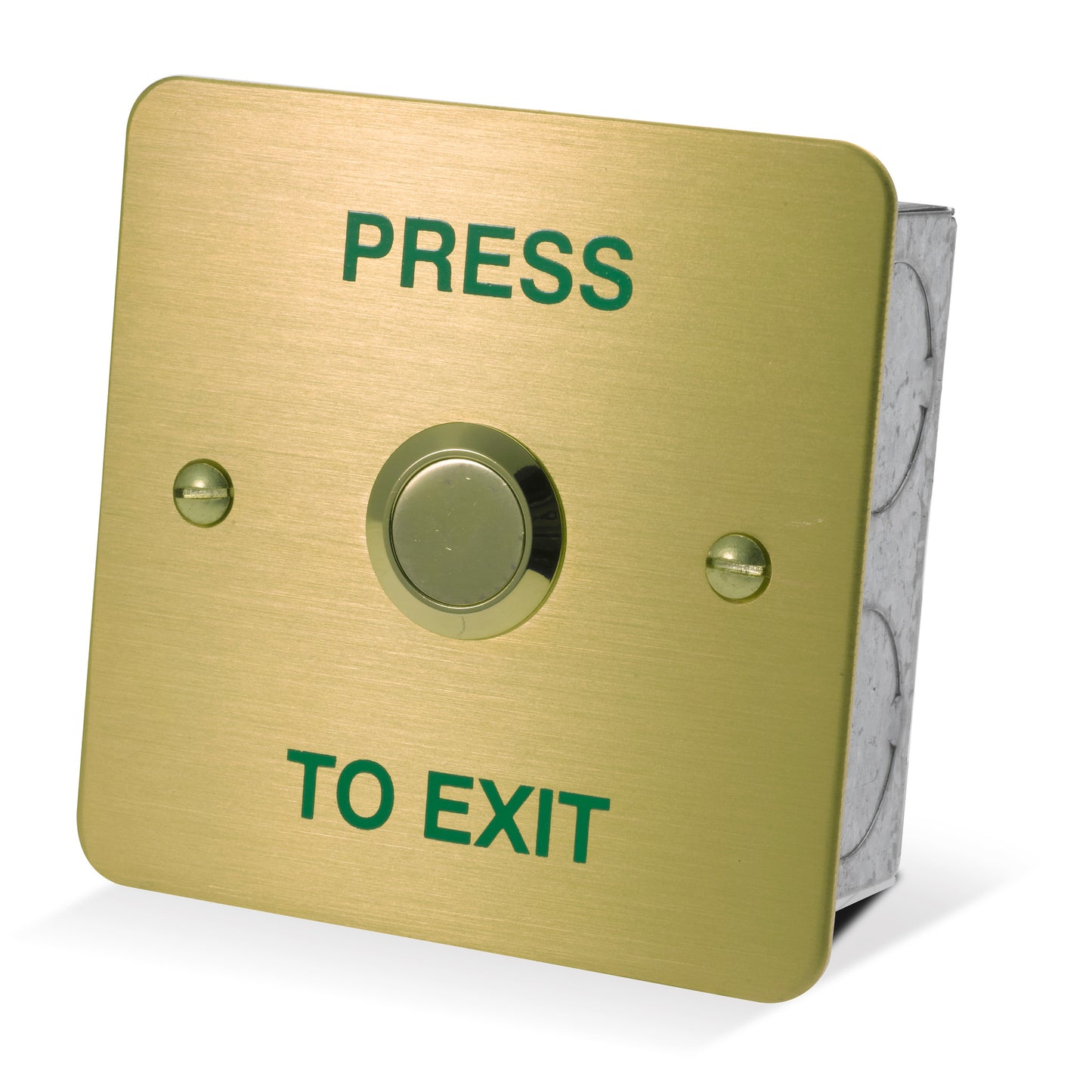 DRB002F-B-PTE flush mount brass effect stainless steel press to exit button (RTE) for access control systems