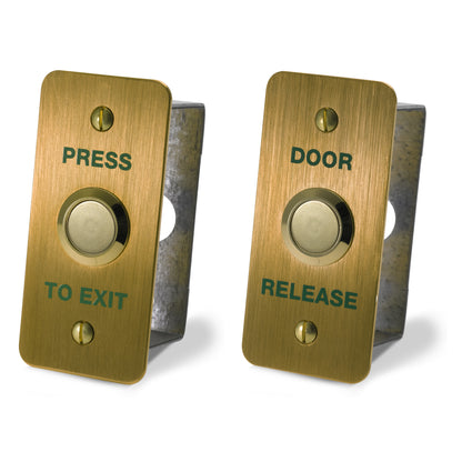 DRB002NF-B brass effect narrow press to exit button for access control systems