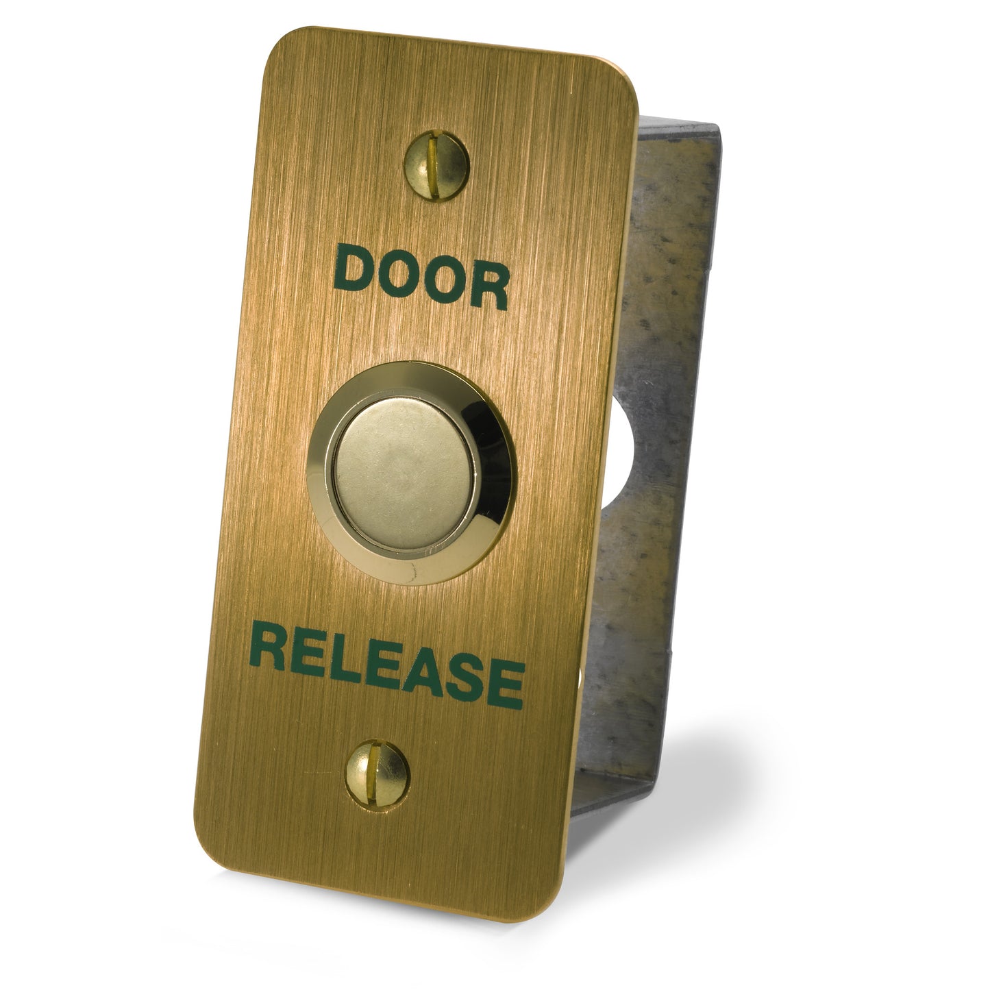 DRB002NF-B-DR brass effect narrow door release button for access control systems
