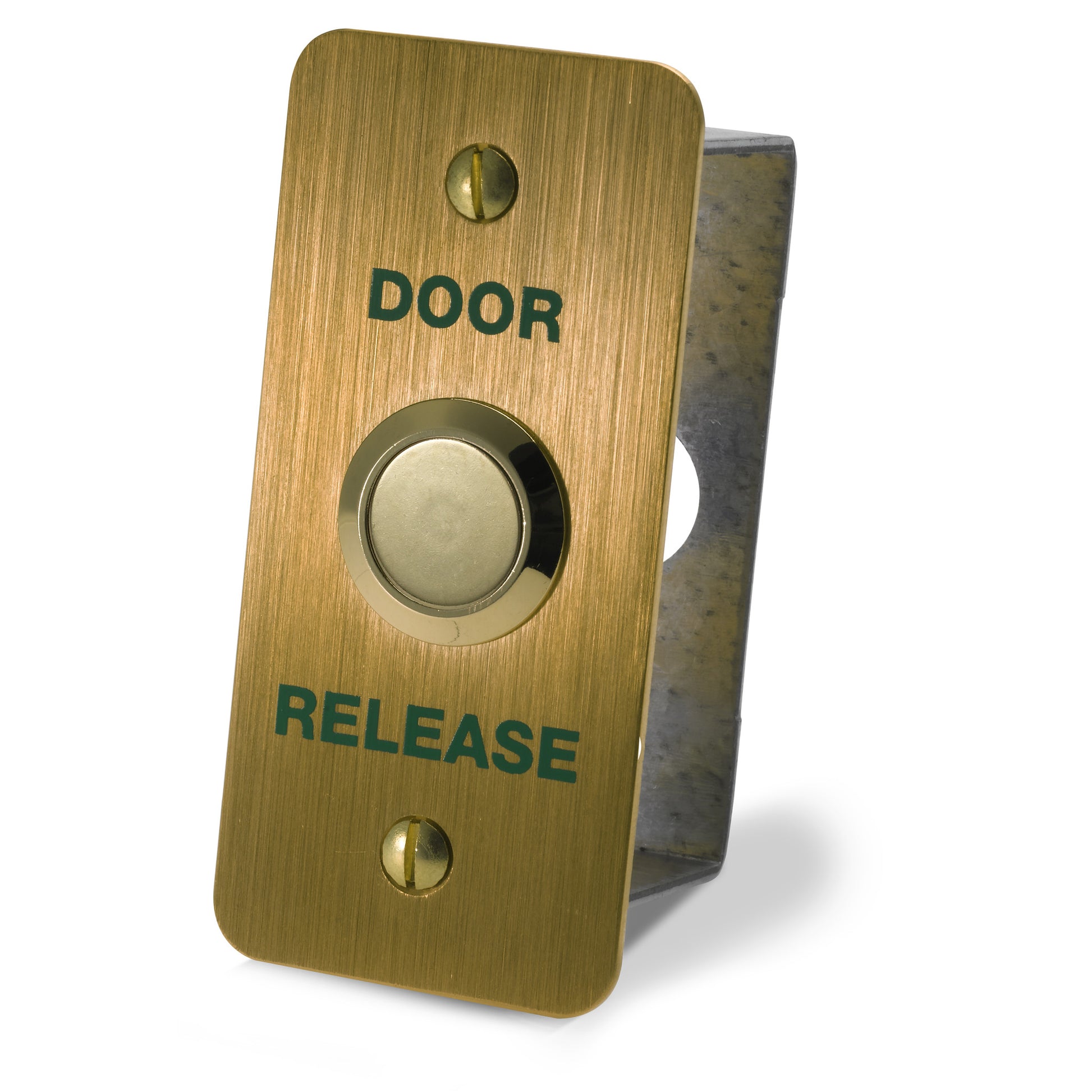 DRB002NF-B-DR brass effect narrow door release button for access control systems