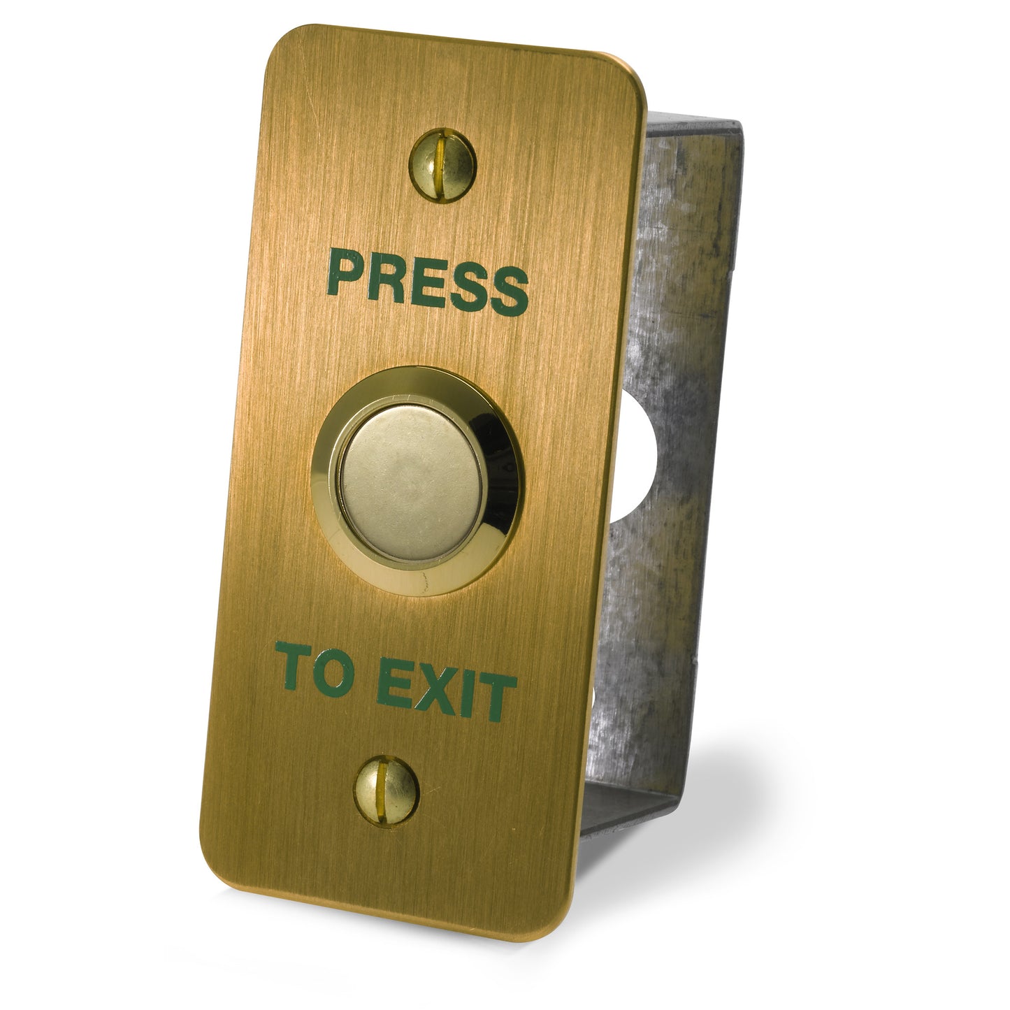 DRB002NF-B-PTE brass effect narrow press to exit button for access control systems