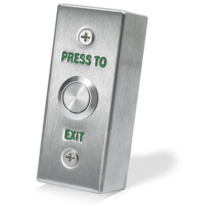 DRB002NS narrow stainless steel press to exit button for access control systems