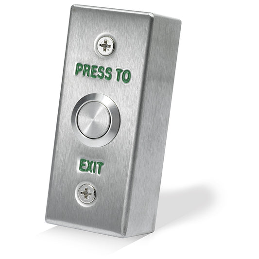 DRB002NS narrow stainless steel press to exit button for access control systems