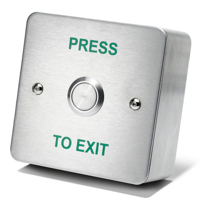 DRB002S-PTE surface mount stainless steel press to exit button (RTE) for access control systems