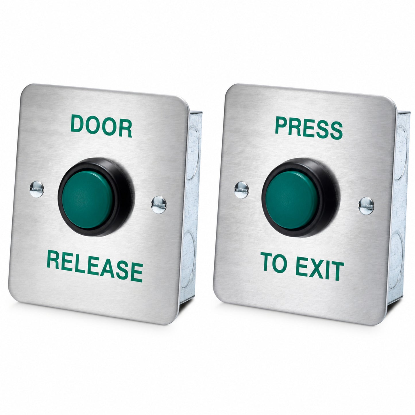 DRB003 stainless steel press to exit door release button with raised green button for access control systems