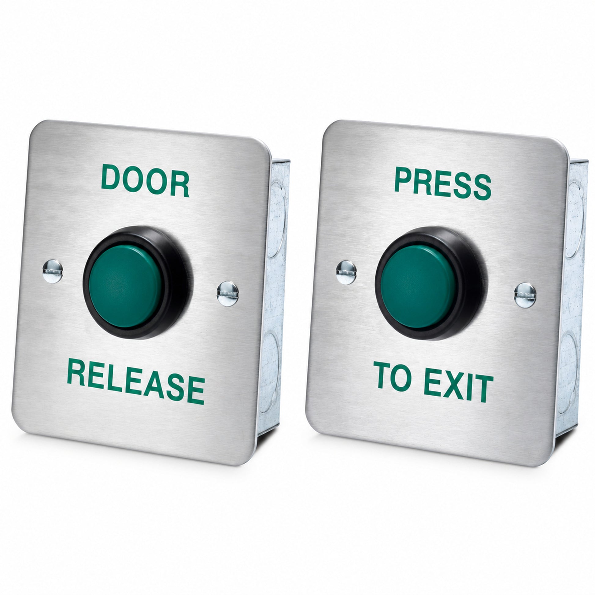DRB003 stainless steel press to exit door release button with raised green button for access control systems
