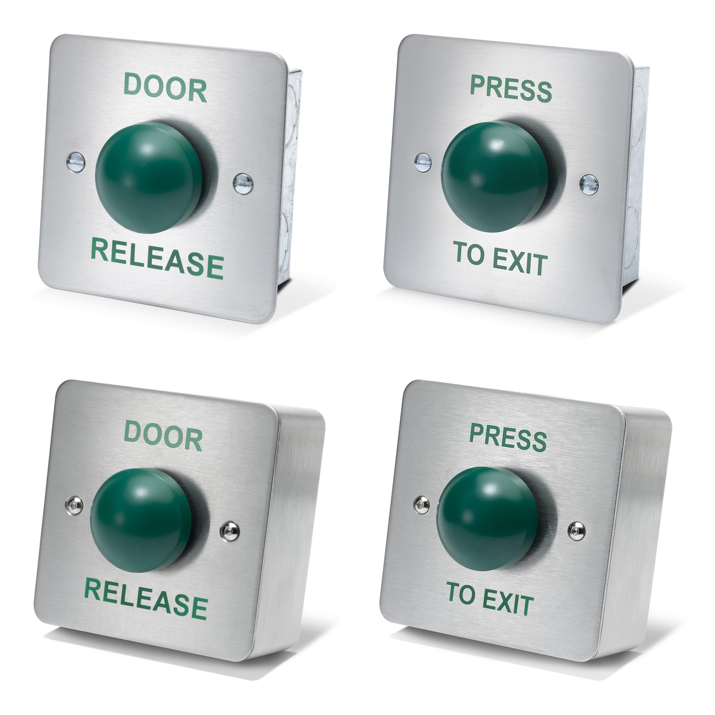 DRB004 stainless steel press to exit button with high-visibility green dome button