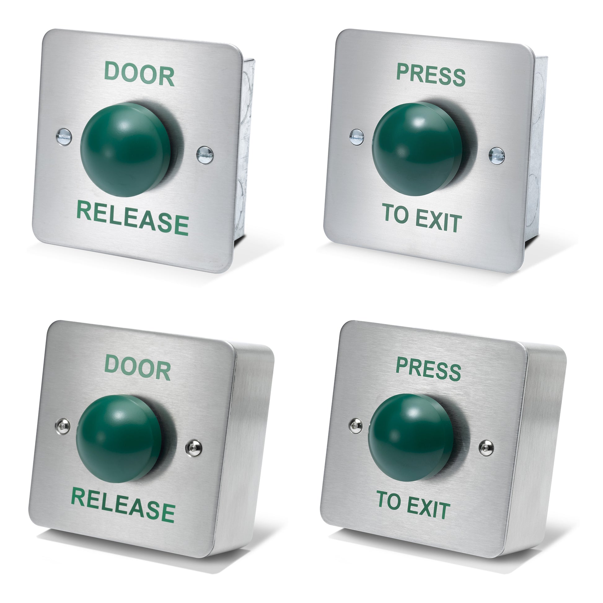 DRB004 stainless steel press to exit button with high-visibility green dome button