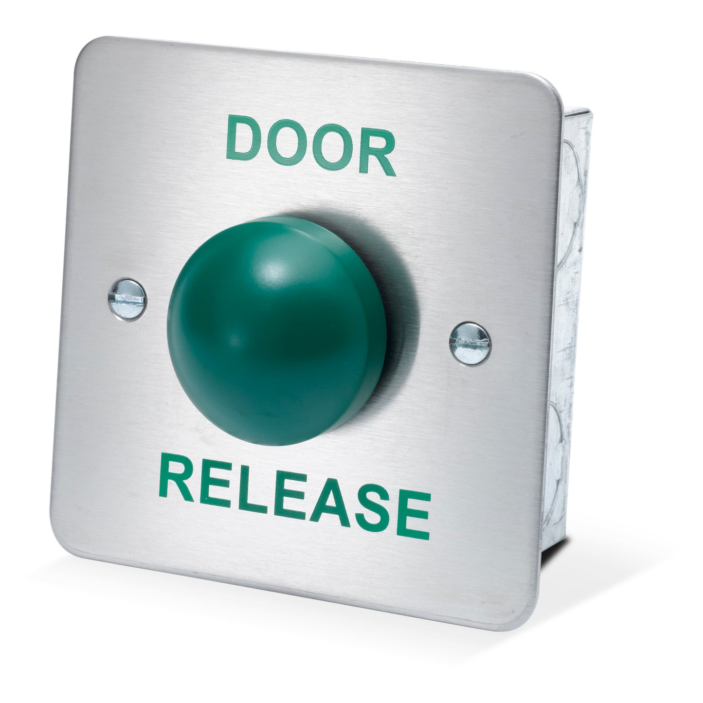 DRB004F-DR flush mount stainless steel door release button with green dome button