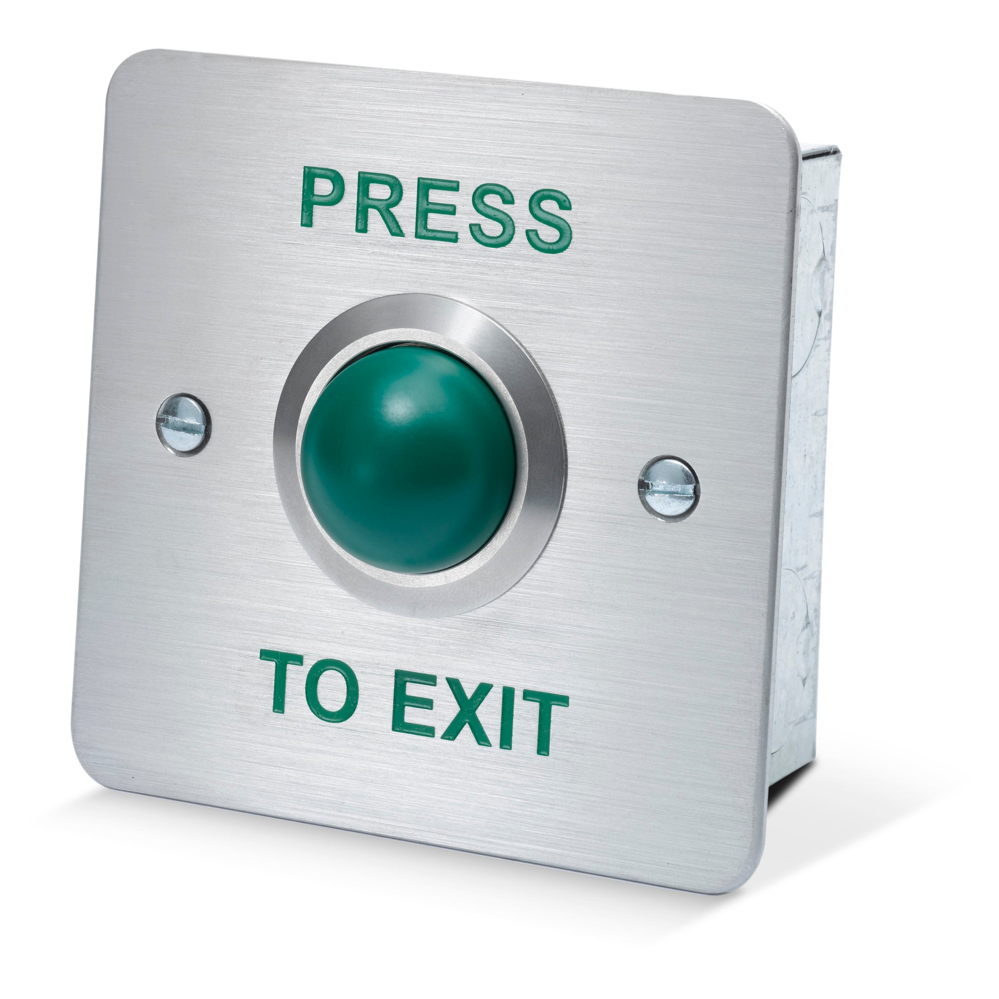 DRB005F-PTE flush mount stainless steel press to exit button with green button for access control systems