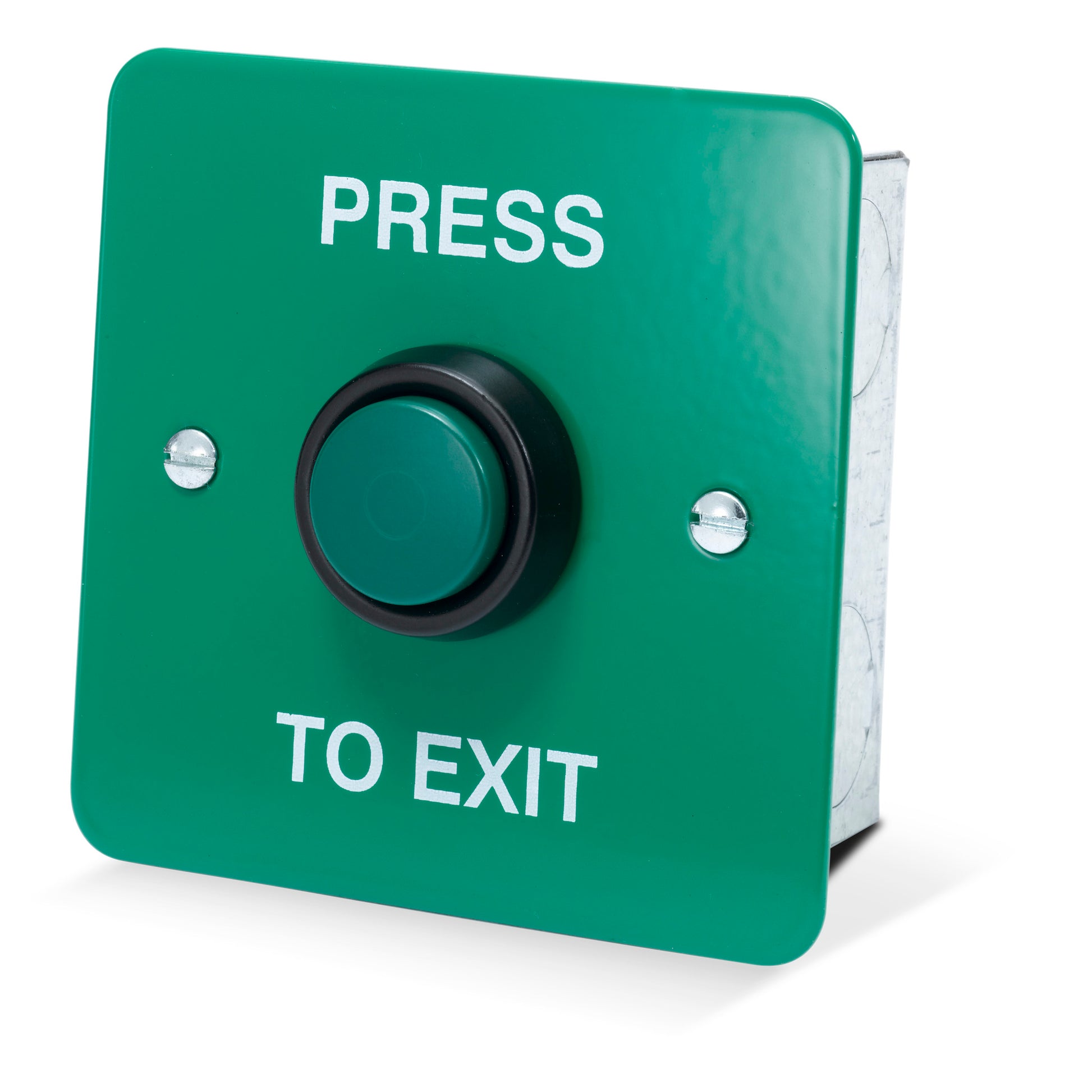 DRB008F-PTE green stainless steel press to exit button with raised green button for access control systems