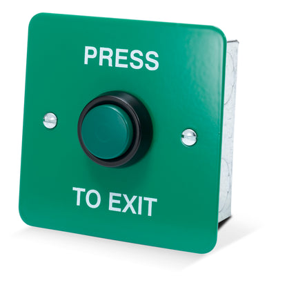 DRB008F-PTE green stainless steel press to exit button with raised green button for access control systems