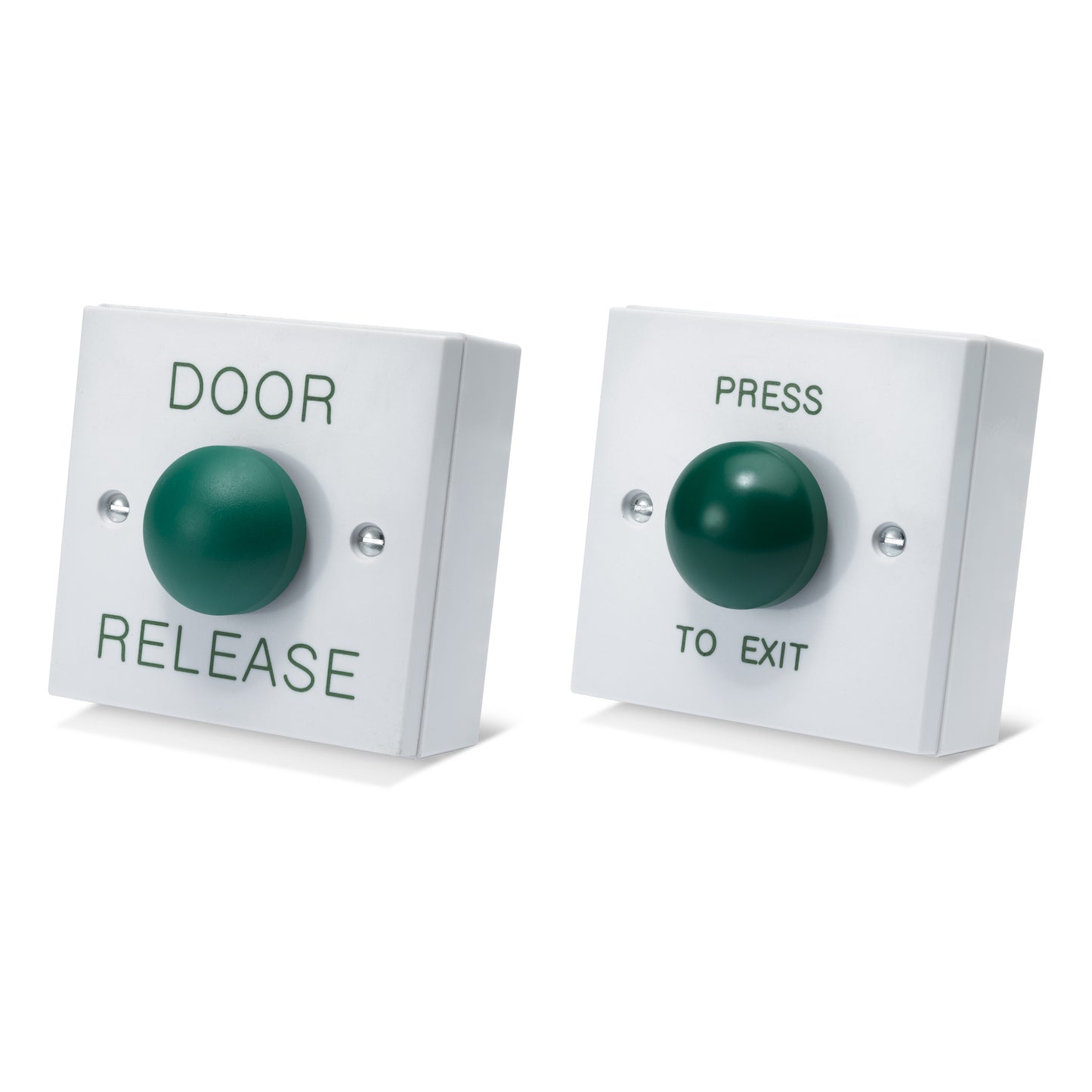 DRB009 white high-gloss plastic press to exit button with green dome button