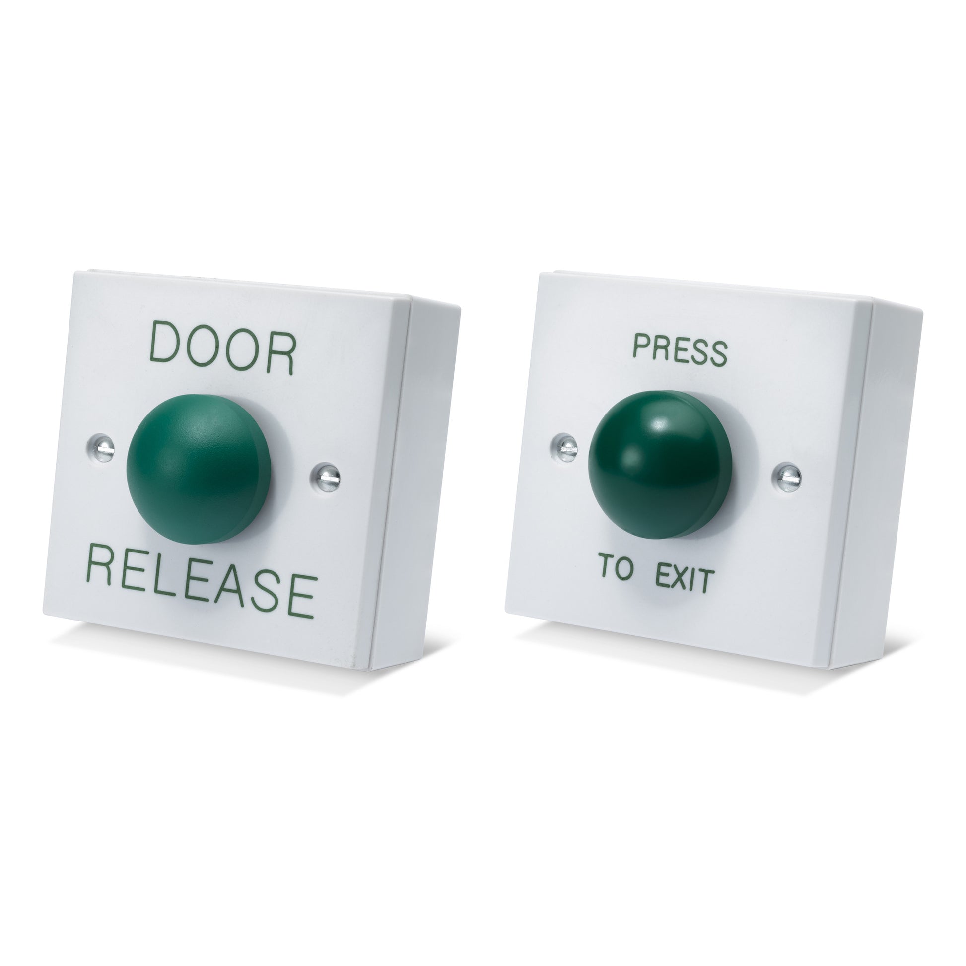 DRB009 white high-gloss plastic press to exit button with green dome button