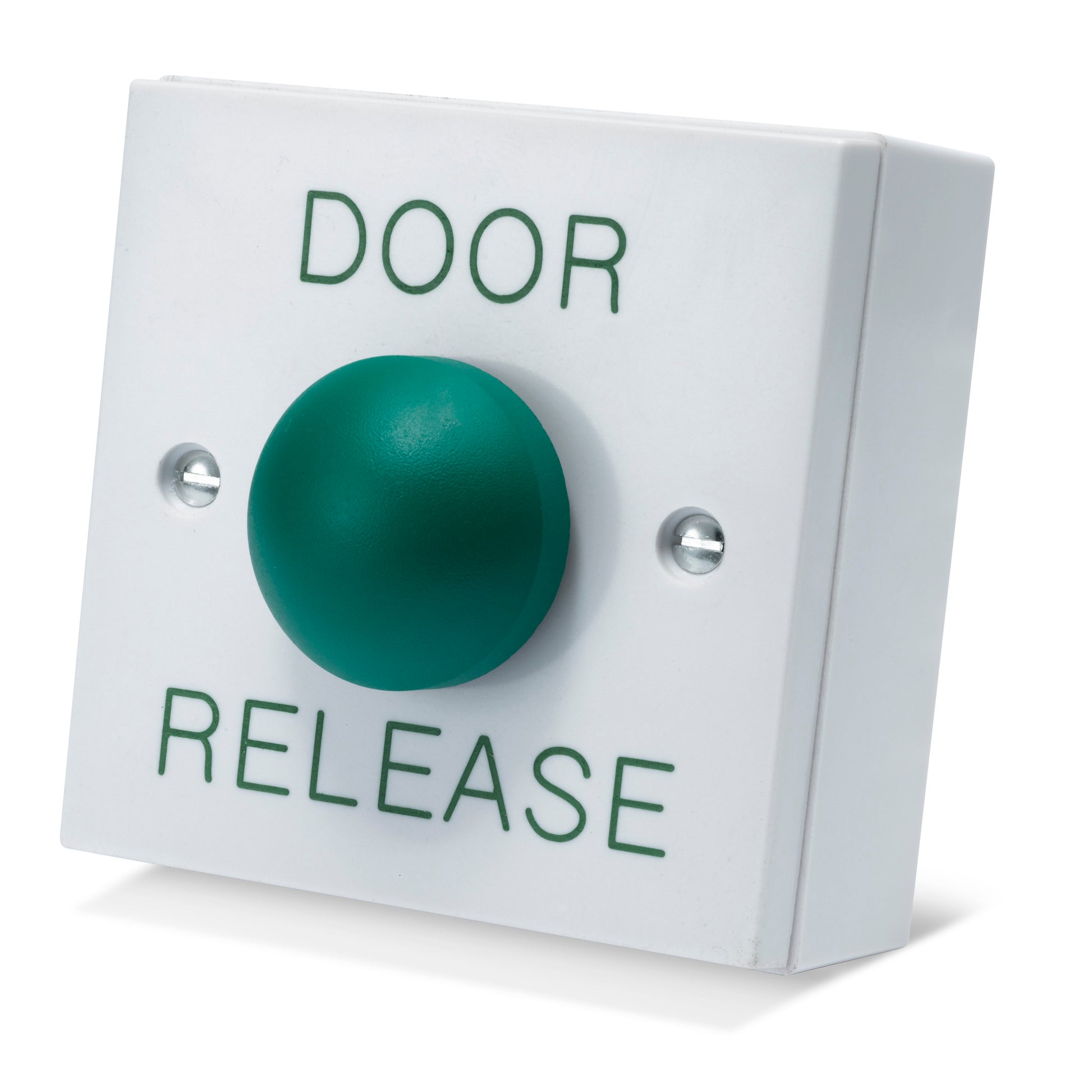 DRB009F-DR white high-gloss door release button with green dome button for access control systems