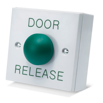 DRB009F-DR white high-gloss door release button with green dome button for access control systems