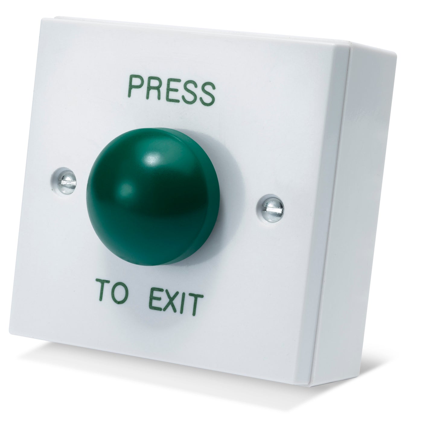 DRB009F-PTE white high-gloss press to exit button with green dome button for access control systems
