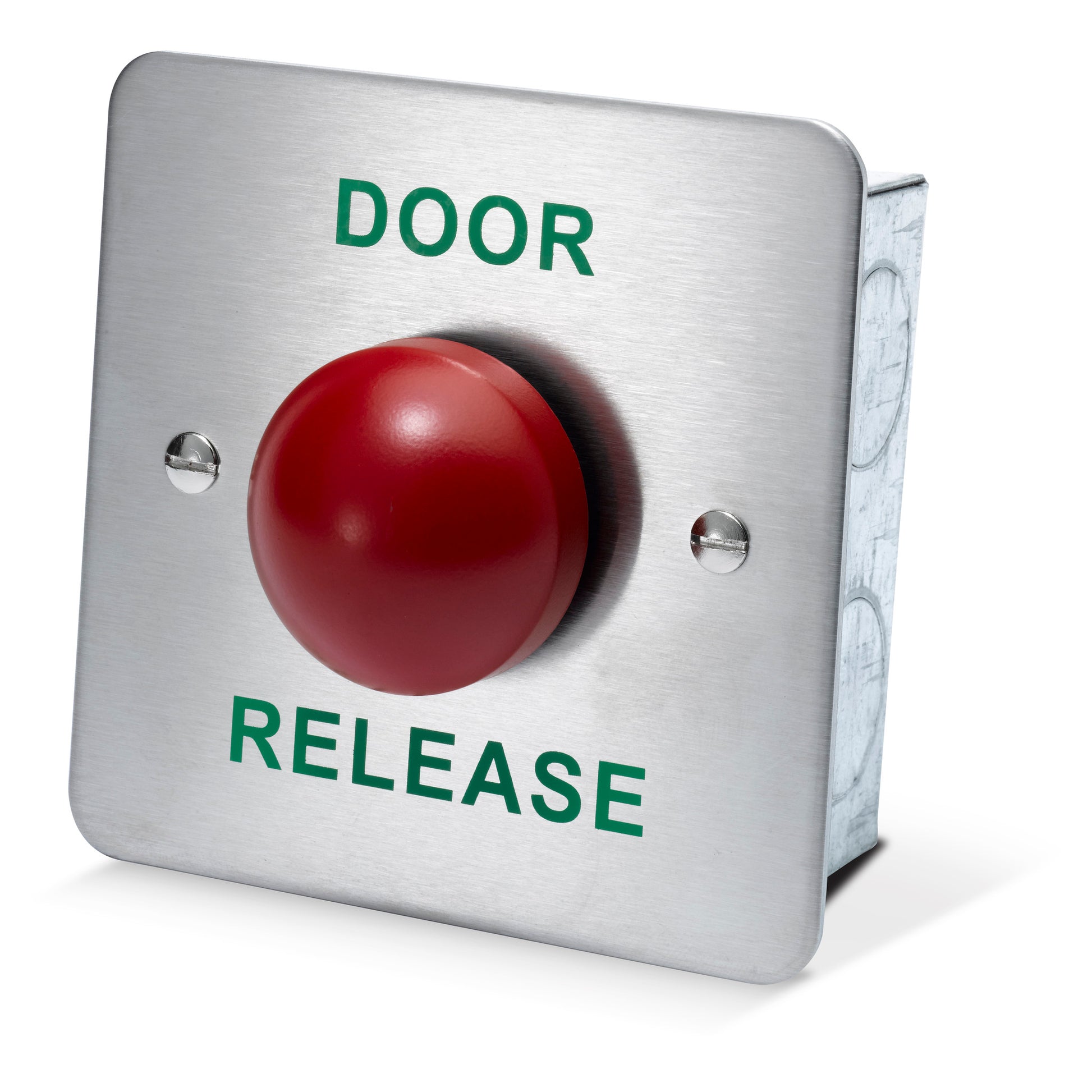 DRB010F-DR flush mount stainless steel door release button with red dome button for access control systems