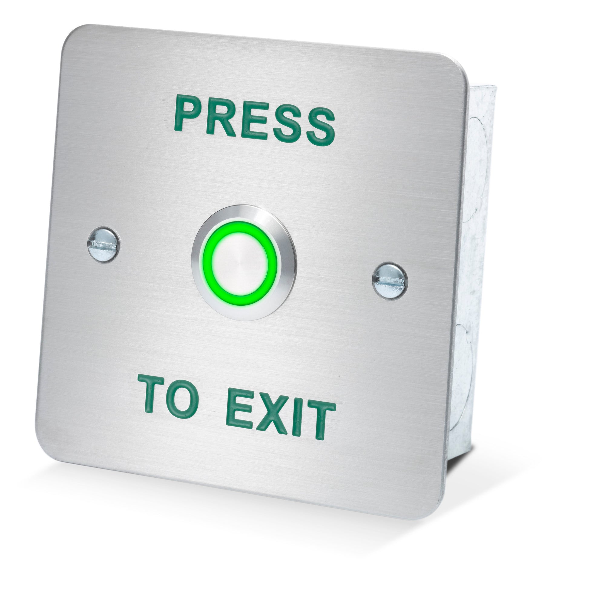 DRB011F-PTE illuminated stainless steel press to exit button for access control systems