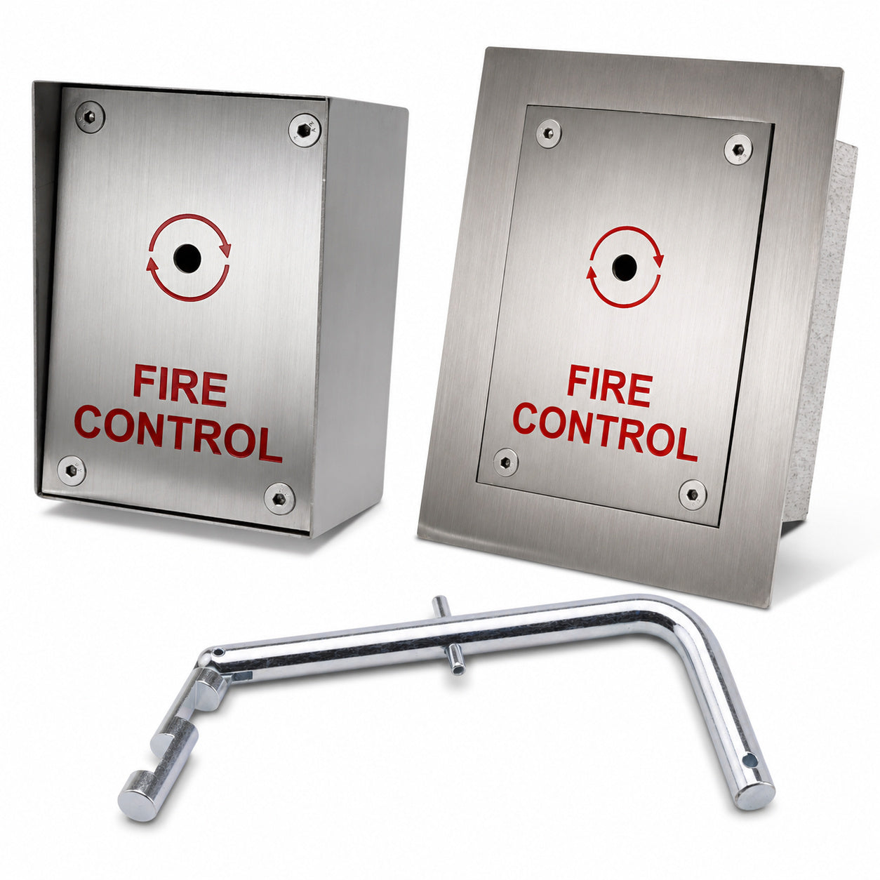 Fireman emergency switch for access control and electrical isolation systems. Surface and flush models
