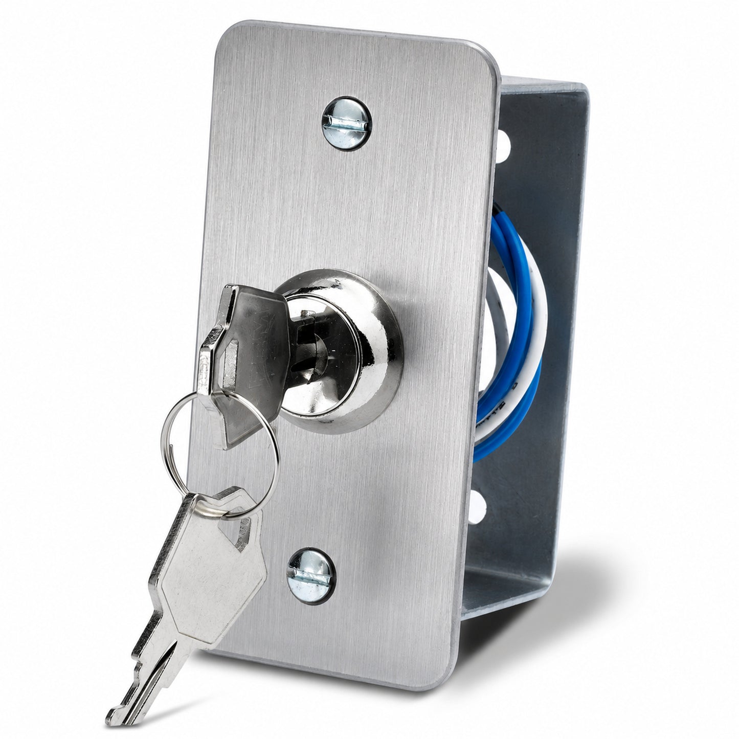 KS-001N-NL blank maintained key switch with brushed stainless steel faceplate