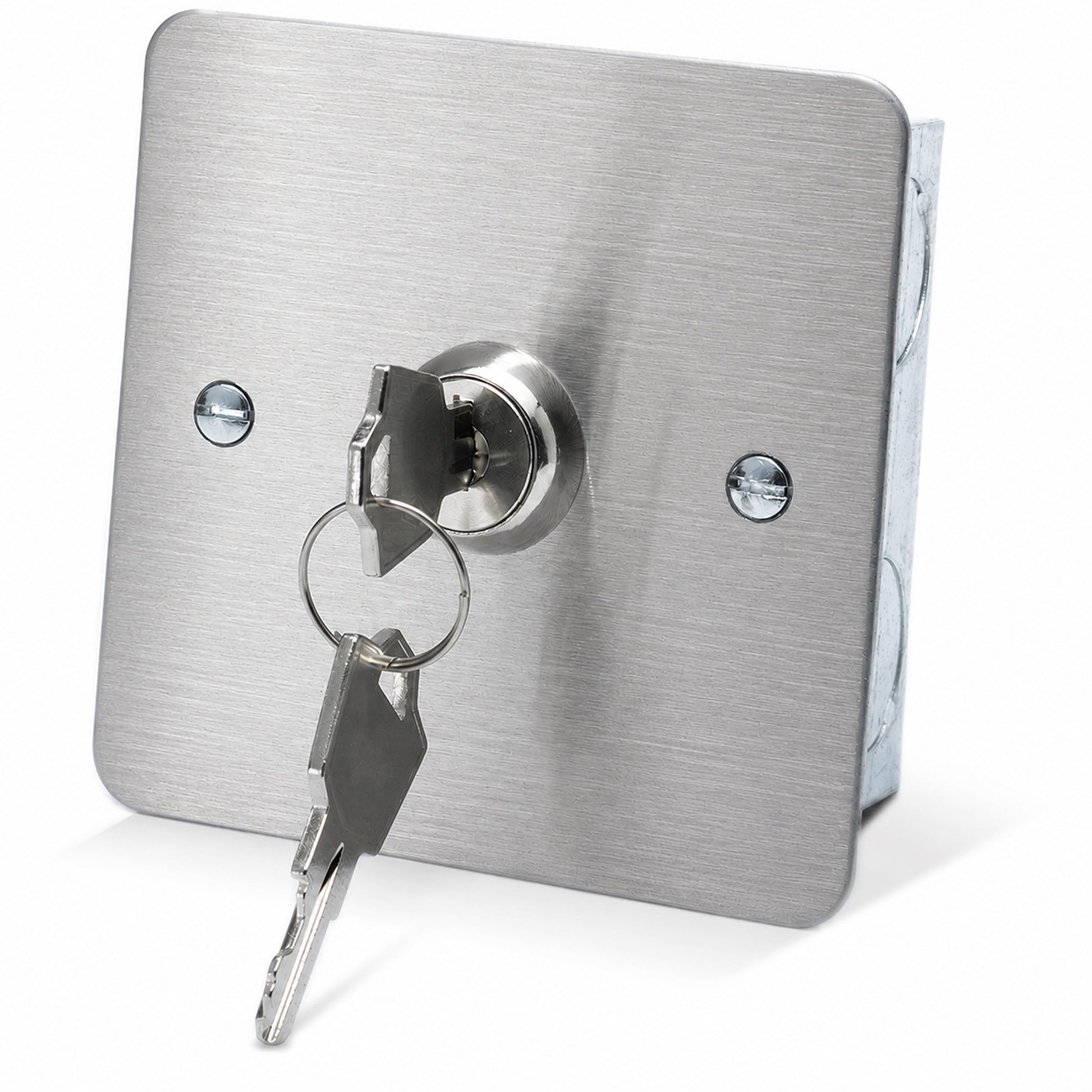 KS-002-NL blank momentary key switch with brushed stainless steel faceplate