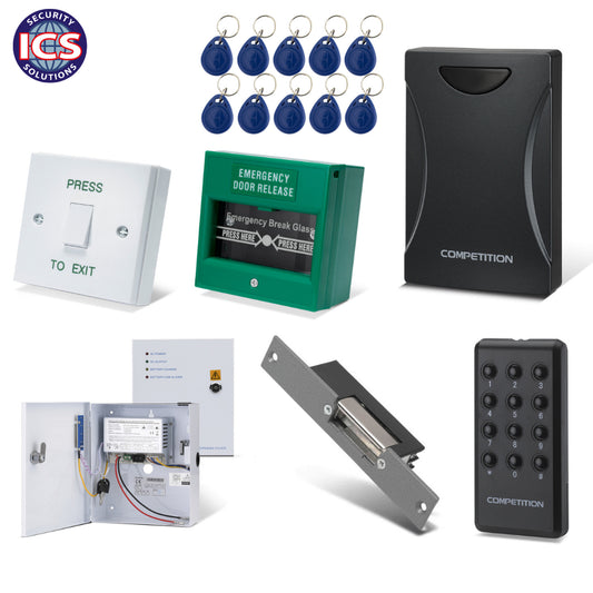 ONE K3 single door proximity access control kit with reader tokens electric lock and exit button