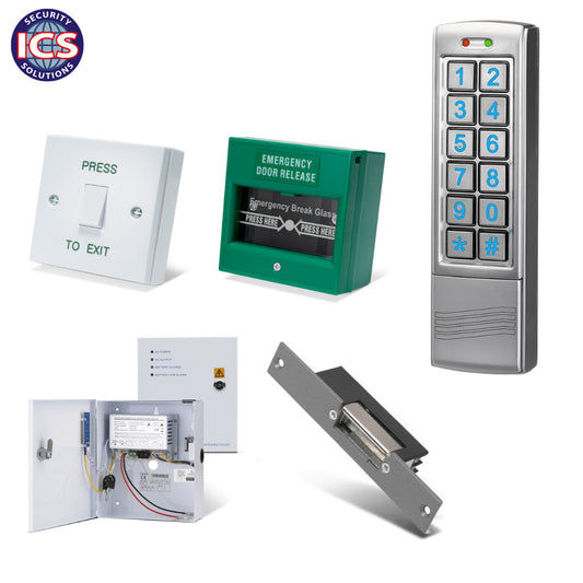ONE K5 single door keypad access control kit with DG160 keypad electric lock power supply and exit button