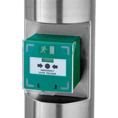 POST-SS-BG-CUT stainless steel mounting post with pre-cut emergency call point aperture